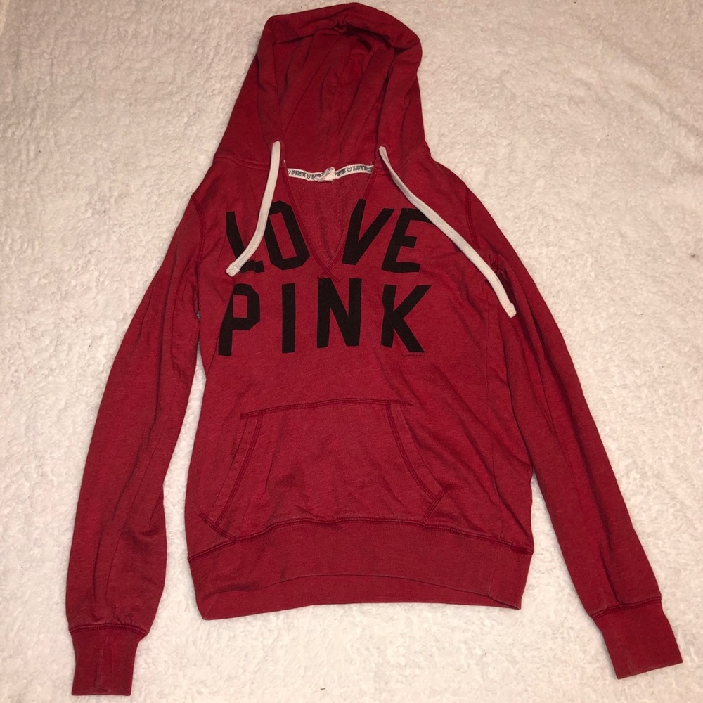 Victoria’s Secret PINK Red V-Neck Hoodie